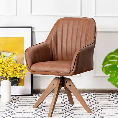 $249.95 • Buy Giantex Upholstered Mid-Century Lounge Armchair Swivel Accent Chair Solid Wood