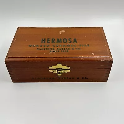 Vintage Wood Hinged Box Gladding McBean Hermosa Ceramic Tile Samples California • $35