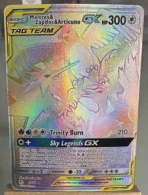 Moltres & Zapdos & Articuno GX 69/68 Hidden Fates Rainbow Secret Pokemon Card • $12.50