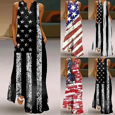 $32.70 • Buy Independence Day For Women Casual Plus Size V Neck Dress Plus Maxi Dress