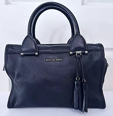 MICHAEL KORS~Geneva M/L Black Pebble Leather Satchel Handbag W/Dust Bag*VGC! • $39.95