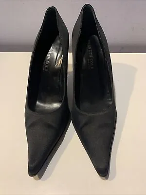 Kenneth Cole Black Satin Pointed Toe Special Occasion Pumps Heels Size 6 M • $8.99