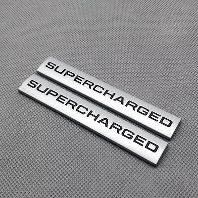 $9.99 • Buy 2Pcs Silver Metal SUPERCHARGED Fender Badge 3D Logo Rear Lid Trunk Sport Emblem
