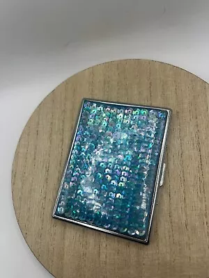 Vintage Women's Metal Blue Cigarette Case • $12.99