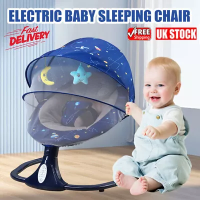 Bluetooth Remote Electric Baby Chair Swing Infant Cradle Bouncer Rocker Music UK • £69.99