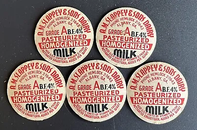 5 Vintage Milk Bottle Cap Top Pog A.M. SLAPPEY And SONS DAIRY Albany Georgia • $3.25