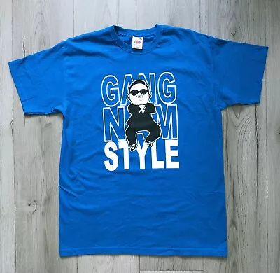 Unisex Retro T-shirt Size M Blue Gangnam Style K Pop Korean 100% Cotton  • $16.41