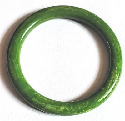 Vintage Marbled Green Swirl Bakelite Tested Dome Bangle Bracelet 20g • $58