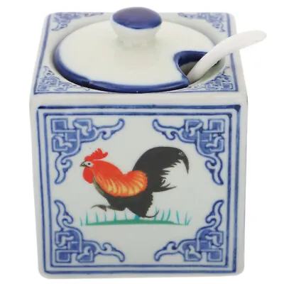  Ceramic Salt Container Jars With Lid Sauce Lids Storage Sugar Bowl • £12.21