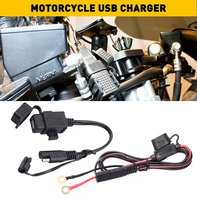 Waterproof  Dual USB & Cigarette Lighter Socket Charger For Motorcycle Black • $12.34