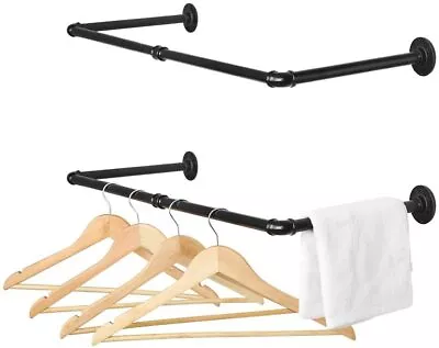 Set Of 2 Wall Clothing Rack Garment Rack Hanging Clothing Rod Heavy Duty Metal • $26.99