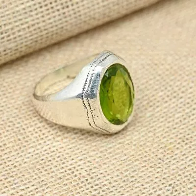 Peridot Gemstone Anniversary Ring 925 Sterling Silver Men's Ring All Size R266 • $16.99