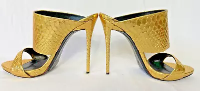 Giuseppe Zanotti Metallic Snake Effect Leather Mules 42 • $150