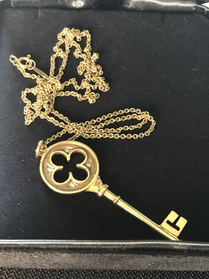 £1300 • Buy Tiffany & Co 18 Ct Yellow Gold Diamond Key Necklace
