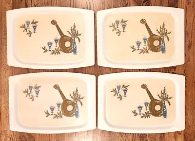 Fiberglass Serving Bar TV Trays Set Of 4 Mandolin 21.5 X 15.5 Vintage R. Albergo • $66.96