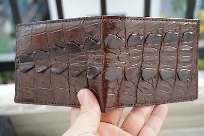 Full Genuine Crocodile Alligator Skin Leather Men's Bifold Wallet Brown #N61 • $72