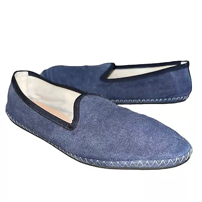 J. Crew Denim Blue Venetian Canvas Loafer Flats 8.5 Slip On Shoes • $29