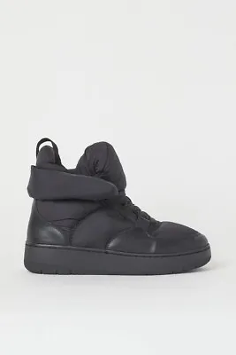 H&M Padded Warm Hi Top Nylon And Faux Leather Sneakers • $39.95