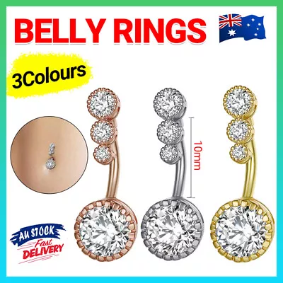 Belly Button Rings Bar Navel Surgical Steel Zirconia Piercing Body Piercing AU • $4.56