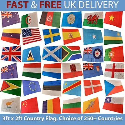 3ft X 2ft World Country Flag 250+ Countries Huge Choice FREE UK Delivery! • £7.79