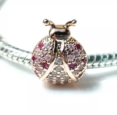 $25.50 • Buy Rose Gold Lady Bird Crystal Charm  BEAD SILVER EUROPEAN 