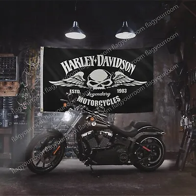 Harley Davidson Motorcycle 3x5 Ft Flag Vintage Garden Garage Wall Sign Banner • $13.77