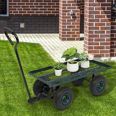 Utility Garden Cart Wagon Heavy Duty Mesh Steel Wagon Cart For Garden Farm Beach • $65.99