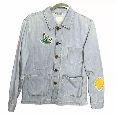 Gant Rugger Denim Overshirt Embroidered Jacket Small Light Blue Chore • £49.99