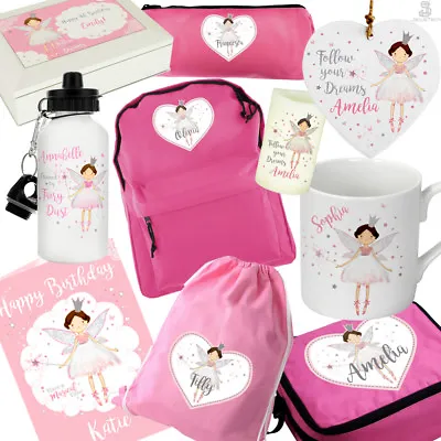 FAIRY PRINCESS GIFTS. Personalised Gift For GIRLS Birthday Card Pink Bag Mug Box • £4.50