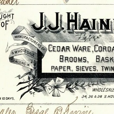 1896 Letterhead Billhead J.J. Haines Baskets Sieves Baltimore Ephraim Baker*  • $22.99