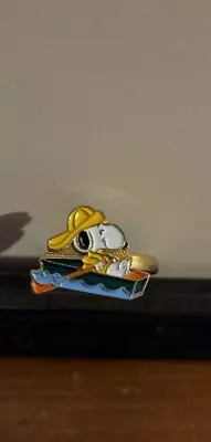 Vintage Peanuts Snoopy Row Boat Fisherman Novelty Adjustable Enamel Ring • $11.99