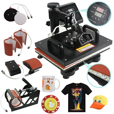 6 In 1 Heat Press Transfer Machine For T-Shirt Mug Plate Hat Sublimation  • $238.58