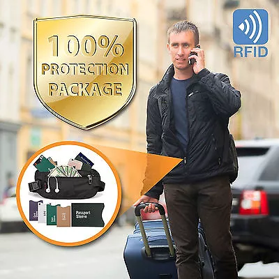 Money Belt - Passport Holder Secure Hidden Travel Wallet With RFID Blocking US • $17.94