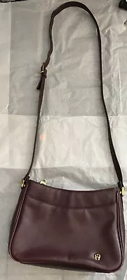 Vintage Etienne Aigner Purse Shoulder Bag Crossbody Strap Burgundy Leather • $21.23