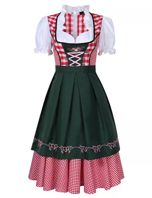 £16.52 • Buy Womens German Bavarian Dirndl Dress Apron Oktoberfest Fancy Beer Maid Costume UK