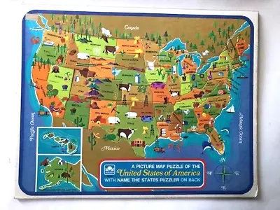 Picture Map Puzzle Of United States Complete Vintage (1968-Golden #4560-62) • $9.99