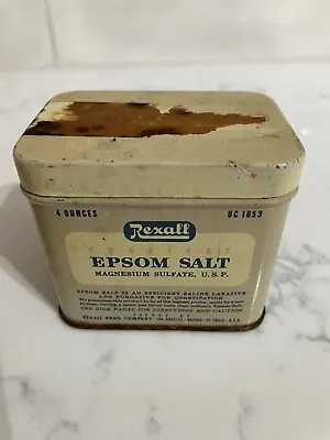 Vintage Empty Rexall Epsom Salt 4oz Advertising Tin W/Lid • $6.99