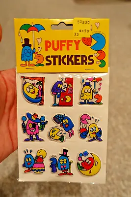 Vintage NOS MINT 1970s 1980s Unlicensed Pac-Man Puffy Stickers • $12.99