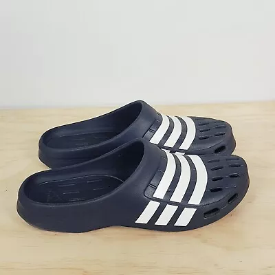 $55 • Buy ADIDAS Mens Size US 12 Navy Three Stripes Slides Clogs Shoes