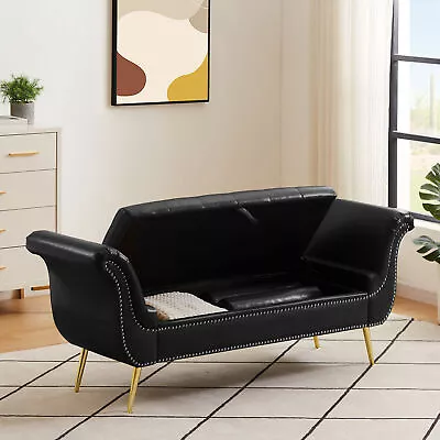 Storage Ottoman Bench Sofa Bed Tool Footrest W/ Pillows For Bedroom Living Room • $290.98