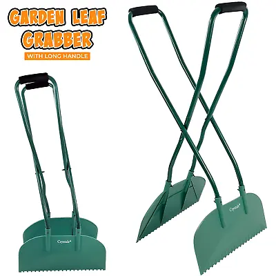 Long Handled Leaf Collecting Rake Grabs Garden Leaves Tidy Collector Grabber • £16.85