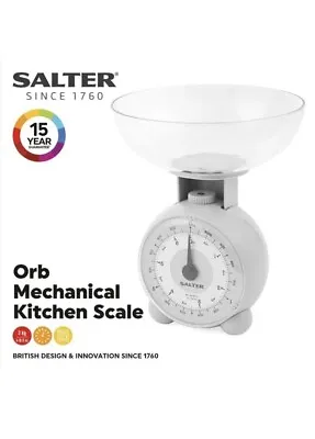 Salter Mechanical Kitchen Scale Orb With Bowl Lightweight Metric/Imperial Grey • £9.95