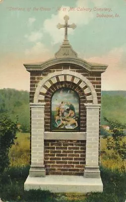 DUBUQUE IA - Mt. Calvary Cemetery Stations Of The Cross No. 11 Postcard • $7.87