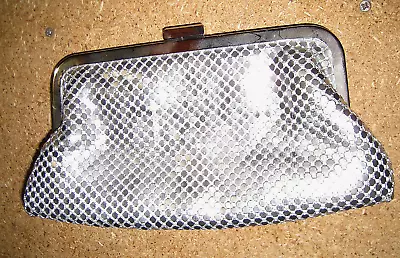 JESSICA McCLINTOCK - SILVER CHAIN MAIL CLUTCH EVENING BAG WITH SHOULDER STRAP • £30