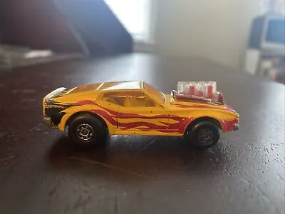 1973 Matchbox Superfast Rolamatics Mustang Piston Popper Yellow Flames PINS FIRE • $30