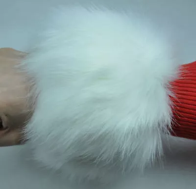 2Pcs Faux Fox Fur Raccoon Fur Cuffs Furry Wrist Warmer Ankle Leg Warmer White • $12