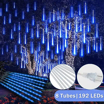 Blue LED Lights Meteor Shower Rain Xmas Snowfall Tree String Light Garden Party • $12.99