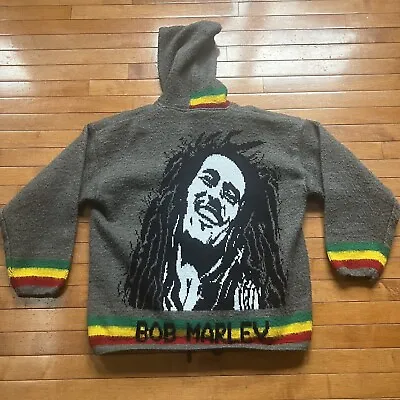 Bob Marley Tejidos Ruminahui Hoodie Mens Large Gray Alpaca Full Zip Sweater • $69.99