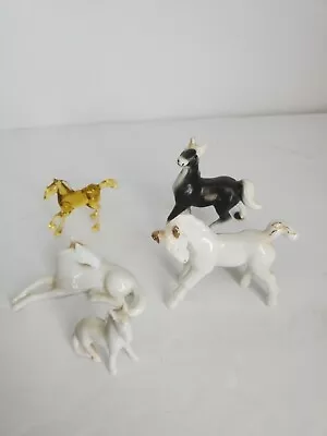 Set Of 5 Miniature Porcelain Glass Horses 3 Made In Germany Vtg • $19.99