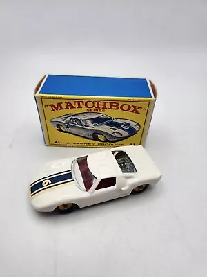 Vintage Lesney Matchbox  No. 41 Yellow Wheels FORD GT RACER W/Older Original Box • $63.43